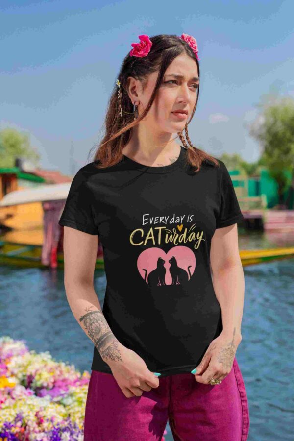 Caturday Women Printed T-shirt