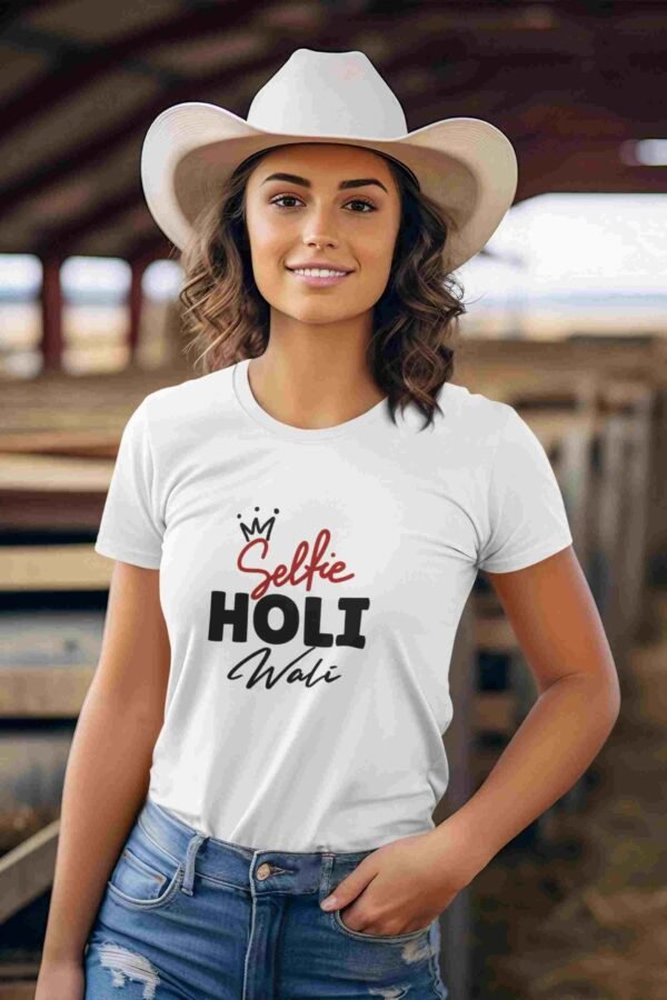 holi selfi Women Printed T-shirt
